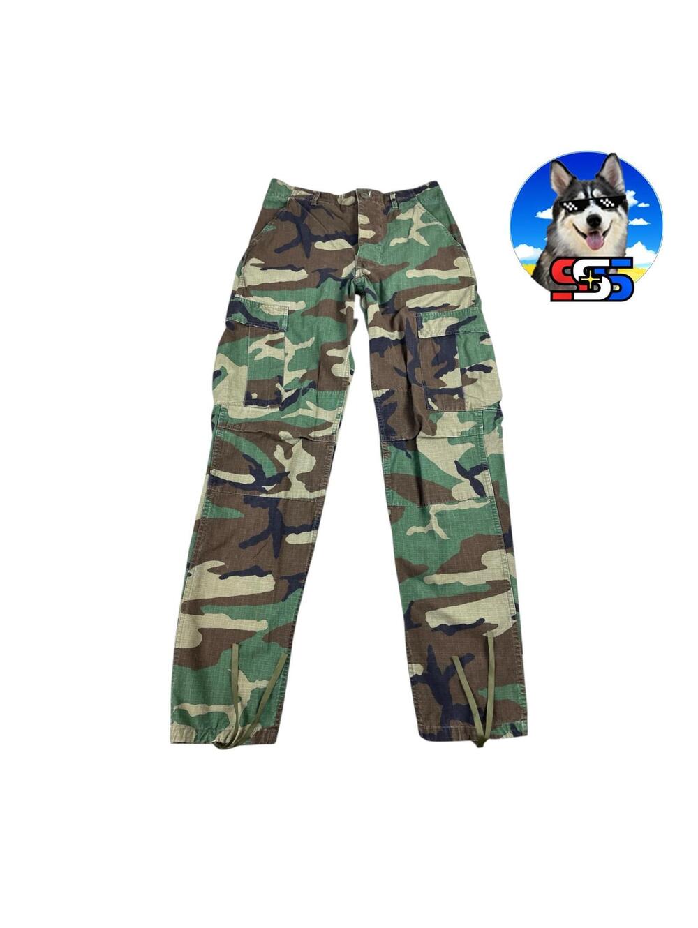 VTG US Military Camo Cargo Pants Men's S Long BDU Woodland Combat Ripstop 27-31